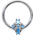 BodyCandy 16G 3/8 Blue Gem Opulent Cross BCR Captive Ring — main product shot