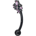 BodyCandy 16G 5/16 Pink Gem Black Opulent Cross Curved Eyebrow Ring — main product shot