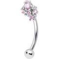 BodyCandy 16G 5/16 Pink Gem Opulent Cross Curved Eyebrow Ring — main product shot