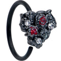 BodyCandy 20G 5/16 Red Clear Gem Black Floral Heart Nose Hoop — main product shot