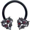 BodyCandy 16G 3/8 Red Clear Gem Black Floral Heart Horseshoe Circular Barbell — main product shot