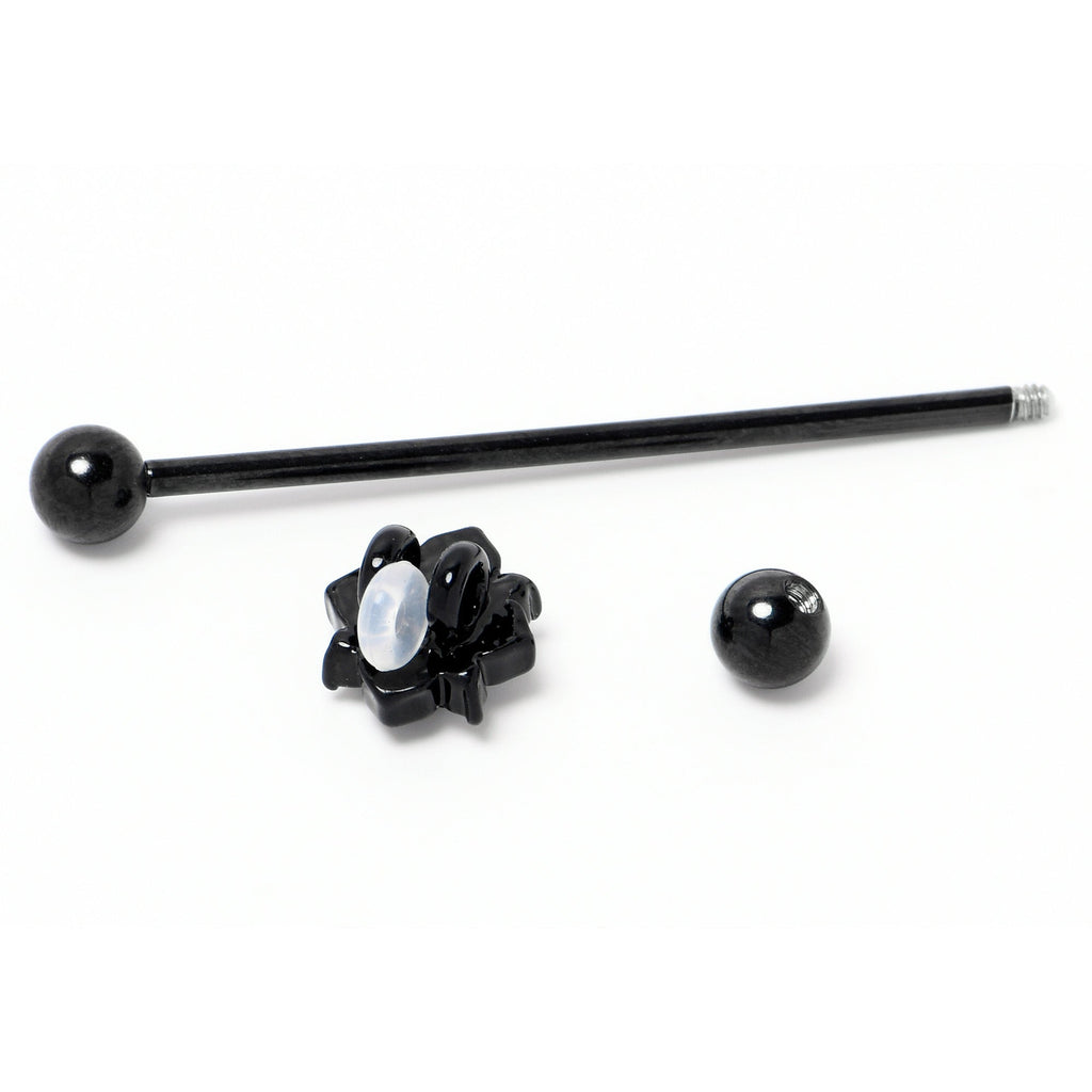 BodyCandy 14G Purple Gem Black Scrolling Hearts Industrial Barbell 38mm — side view