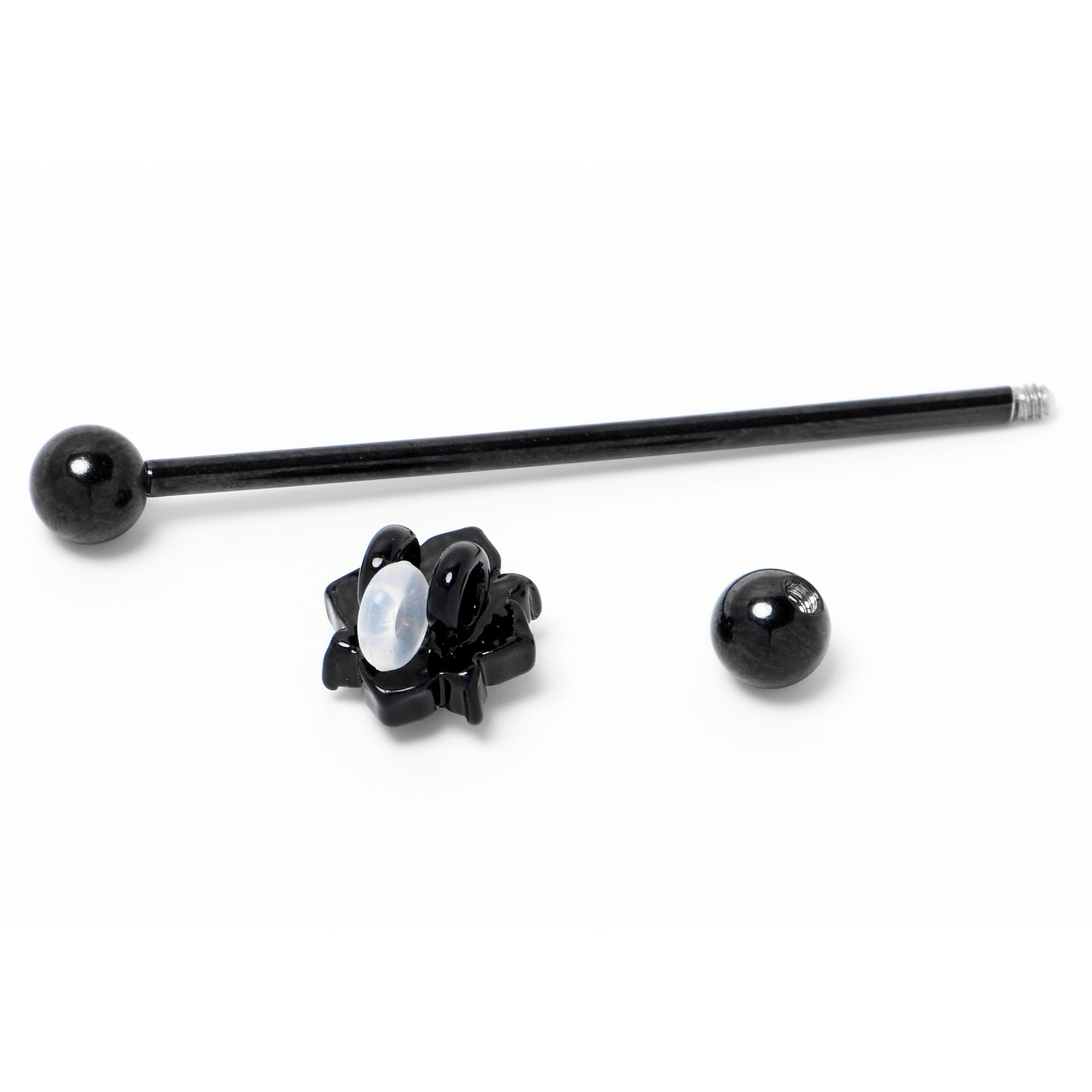 BodyCandy 14G Purple Gem Black Scrolling Hearts Industrial Barbell 38mm — side view