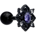 BodyCandy 16G 1/4 Purple Gem Black Scrolling Hearts Cartilage Tragus Earring — main product shot