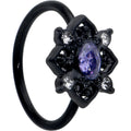 BodyCandy 20G 5/16 Purple Gem Black Scrolling Hearts Nose Hoop — main product shot