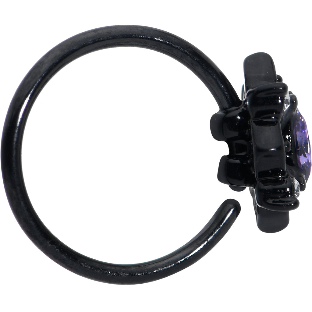 BodyCandy 20G 5/16 Purple Gem Black Scrolling Hearts Nose Hoop — lifestyle context