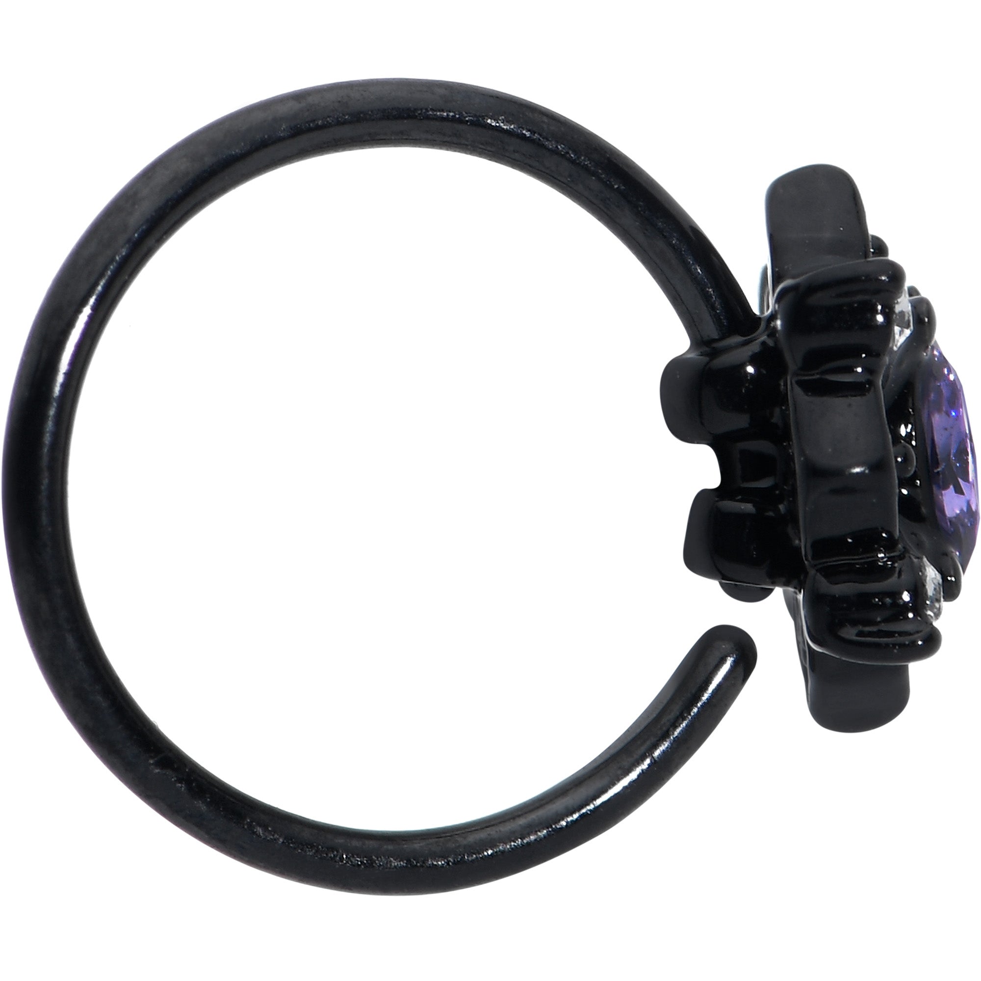BodyCandy 20G 5/16 Purple Gem Black Scrolling Hearts Nose Hoop — lifestyle context