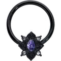 BodyCandy 16G 3/8 Purple Gem Black Scrolling Hearts Hinged Segment Ring — main product shot