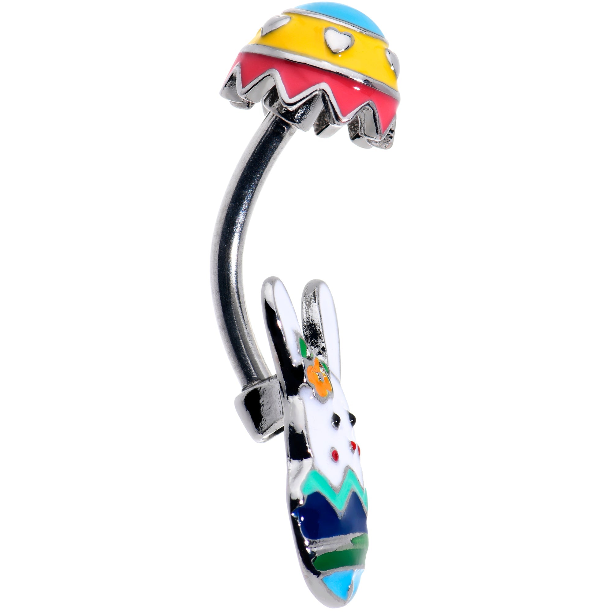 BodyCandy Easter Egg Bunny Double Mount Belly Ring — detail close-up