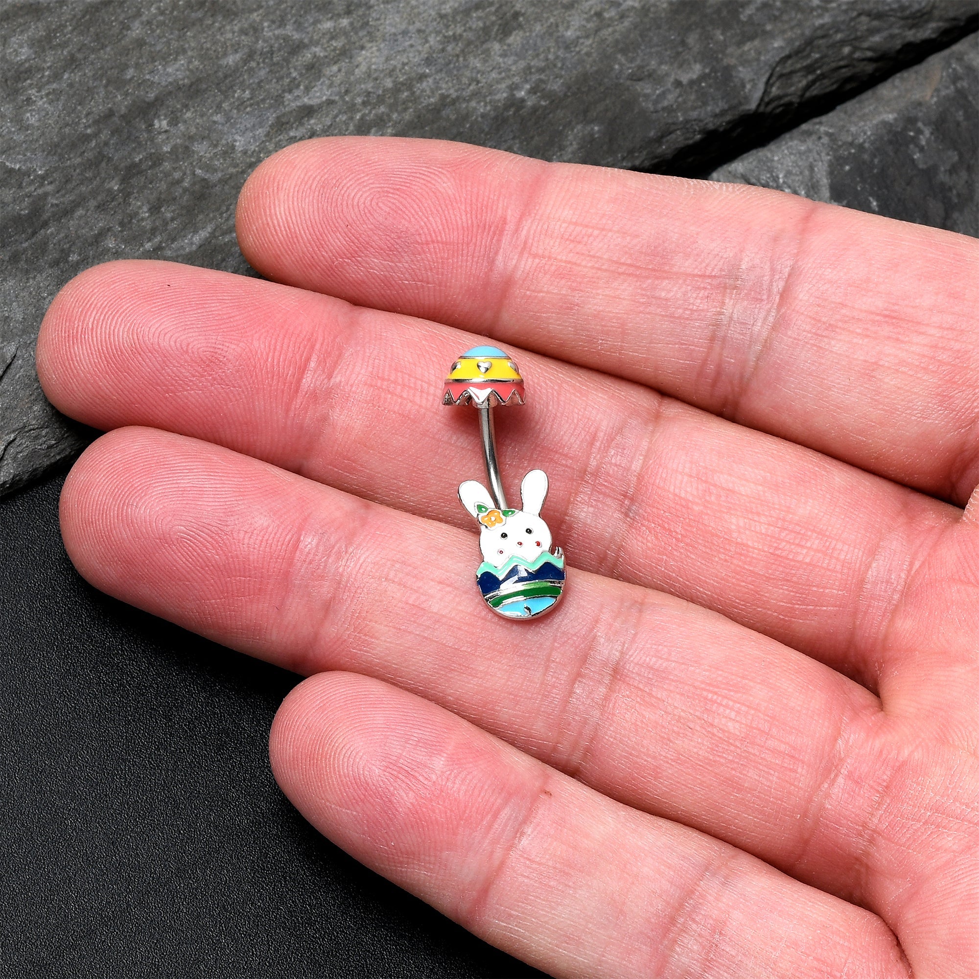 BodyCandy Easter Egg Bunny Double Mount Belly Ring — lifestyle context
