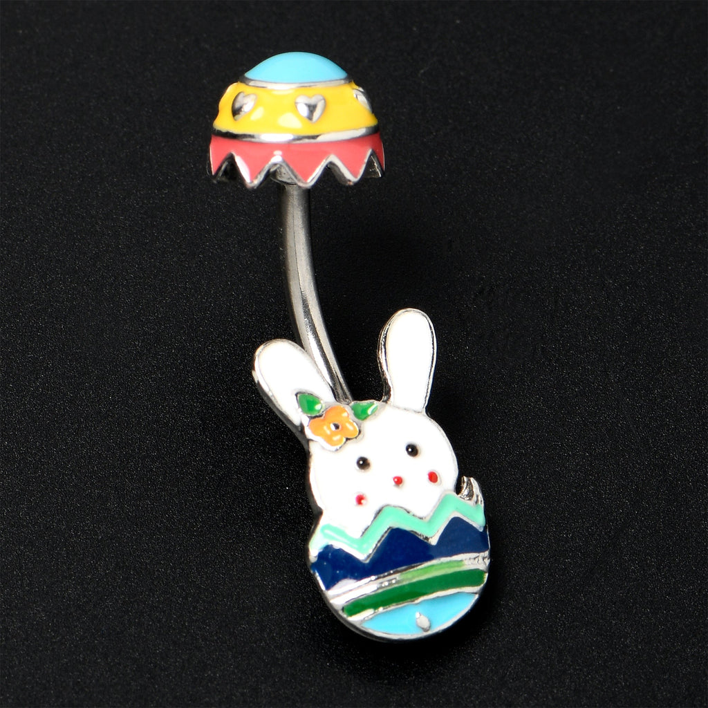 BodyCandy Easter Egg Bunny Double Mount Belly Ring — back view