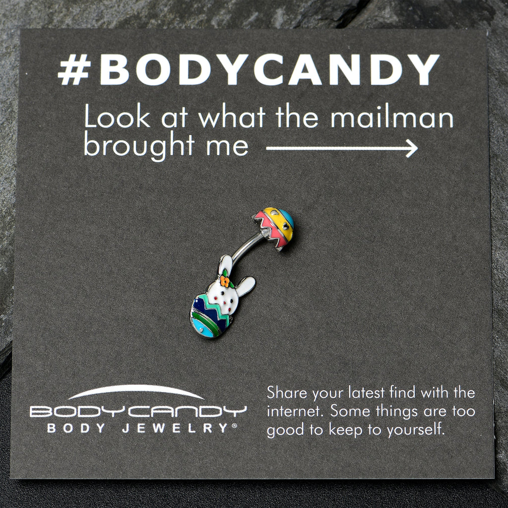 BodyCandy Easter Egg Bunny Double Mount Belly Ring — in-use photo