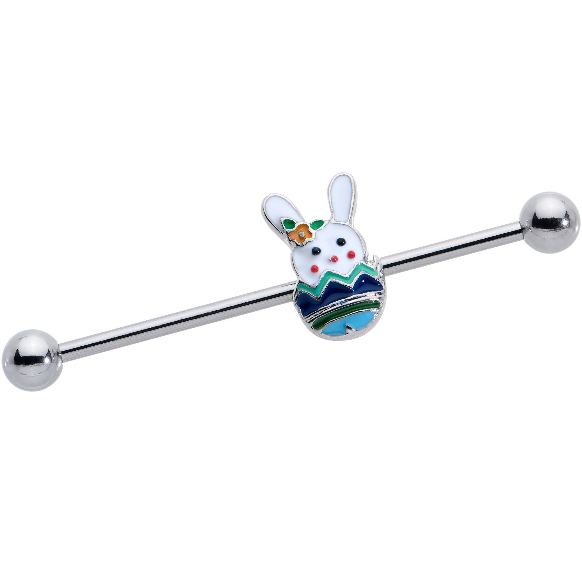 BodyCandy 14G Easter Egg Bunny Industrial Barbell 38mm — main product shot