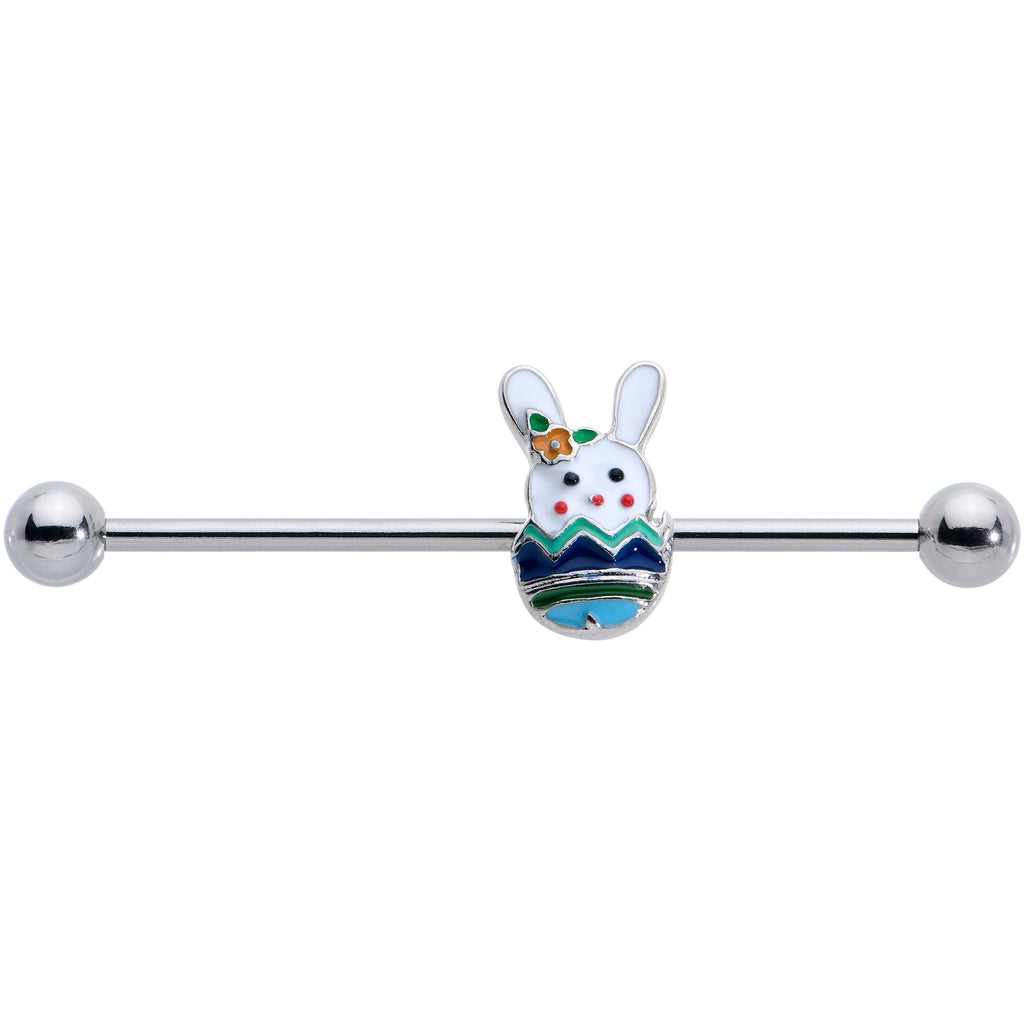 BodyCandy 14G Easter Egg Bunny Industrial Barbell 38mm — detail close-up