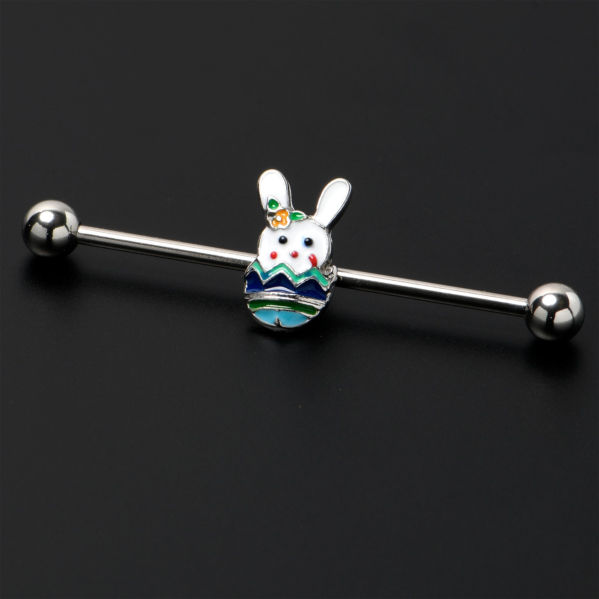 BodyCandy 14G Easter Egg Bunny Industrial Barbell 38mm — lifestyle context