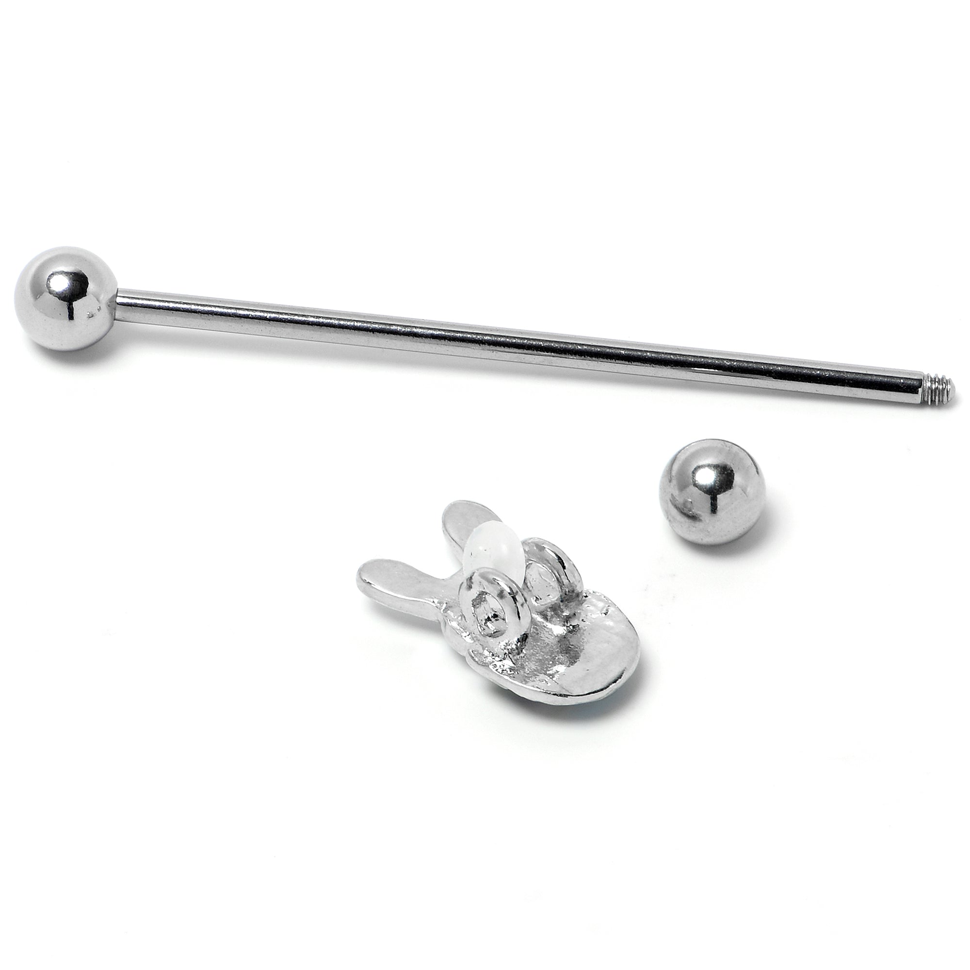 BodyCandy 14G Easter Egg Bunny Industrial Barbell 38mm — side view