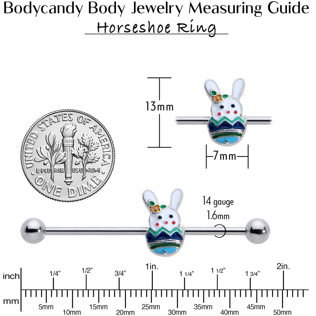 BodyCandy 14G Easter Egg Bunny Industrial Barbell 38mm — size reference