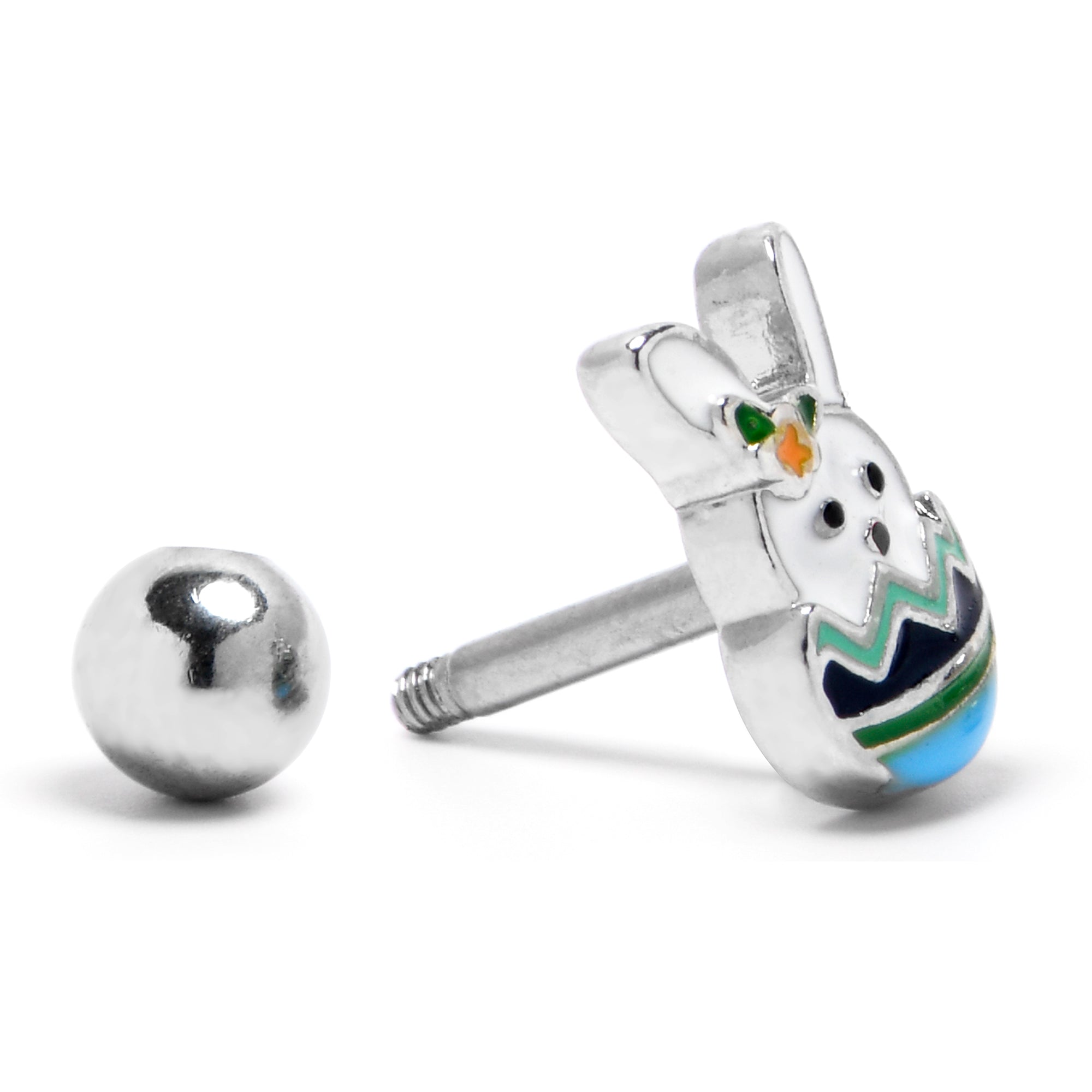 BodyCandy 16G 1/4 Easter Egg Bunny Cartilage Tragus Earring — side view