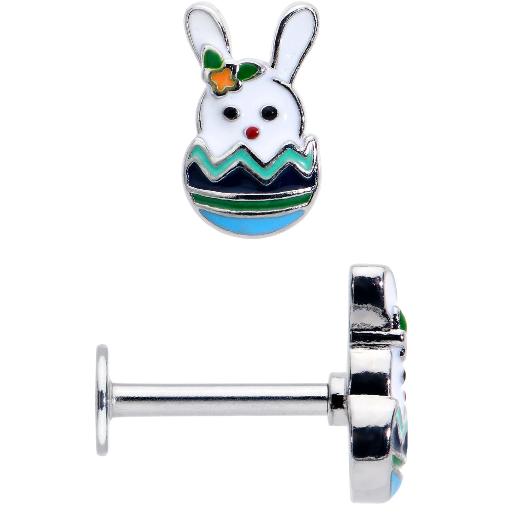 BodyCandy 16G 5/16 Easter Egg Bunny Labret Monroe Tragus — detail close-up
