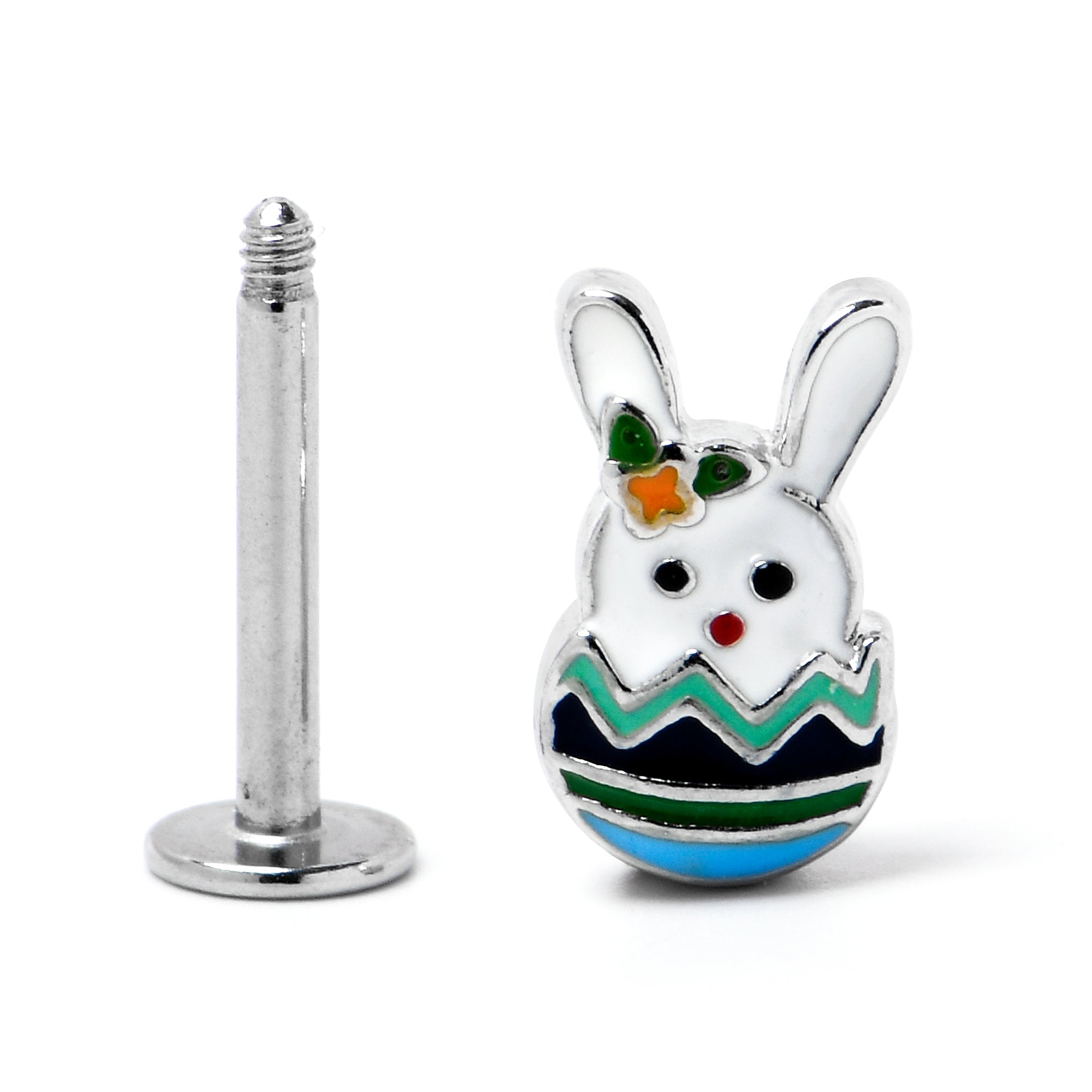 BodyCandy 16G 5/16 Easter Egg Bunny Labret Monroe Tragus — side view