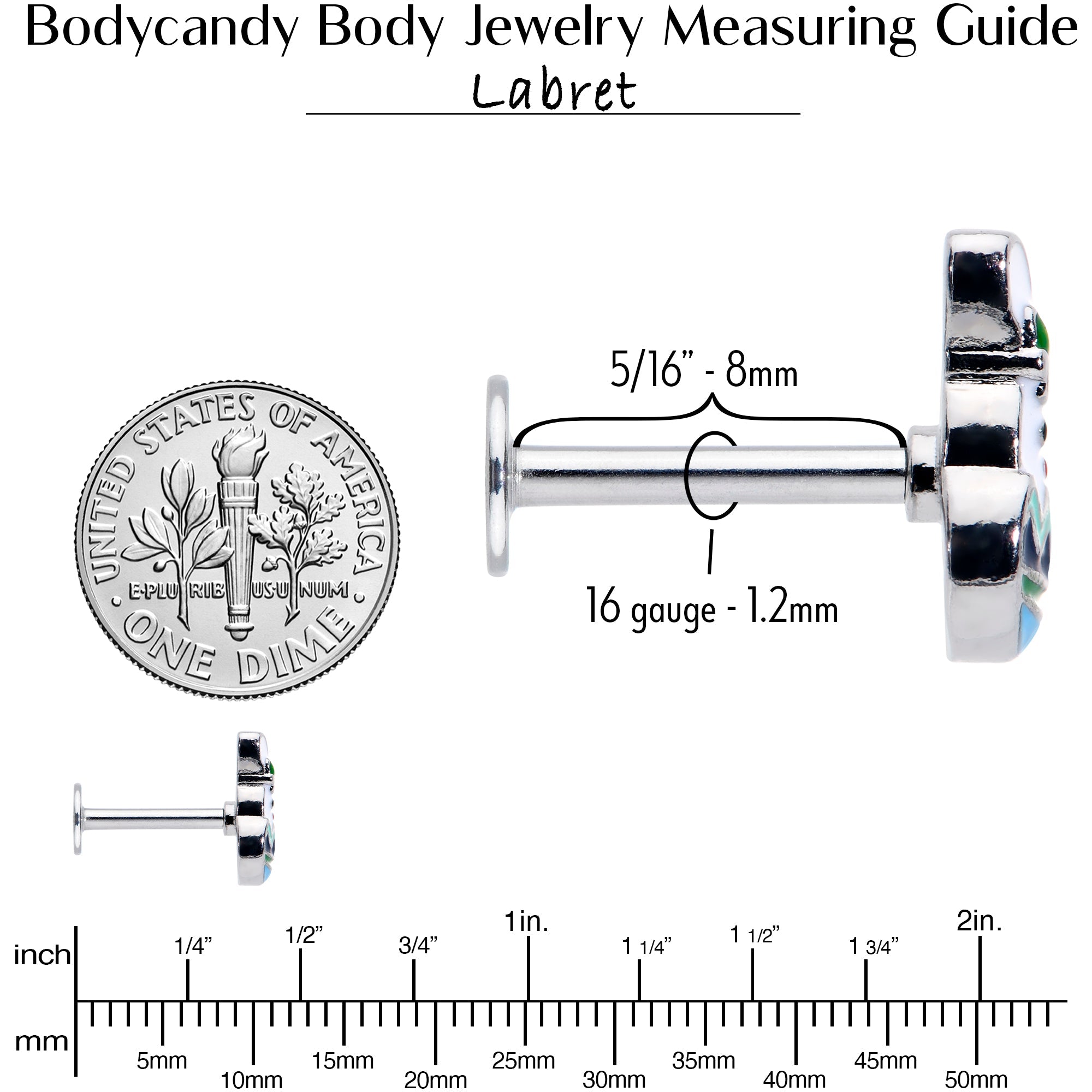 BodyCandy 16G 5/16 Easter Egg Bunny Labret Monroe Tragus — back view