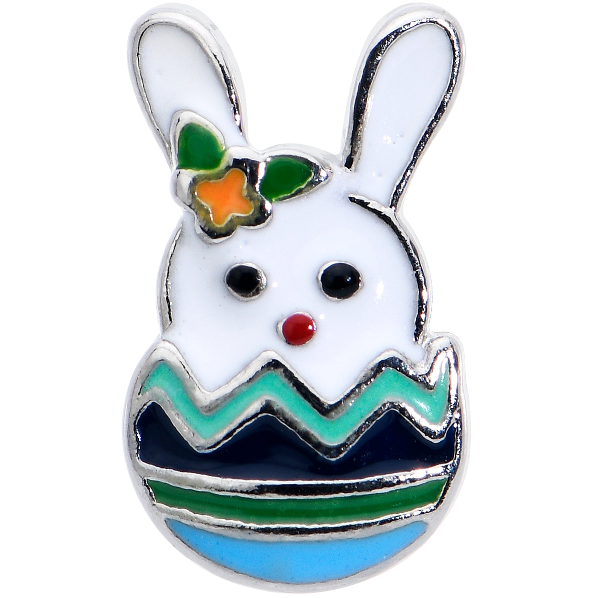 BodyCandy 16G 5/16 Easter Egg Bunny Labret Monroe Tragus — in-use photo