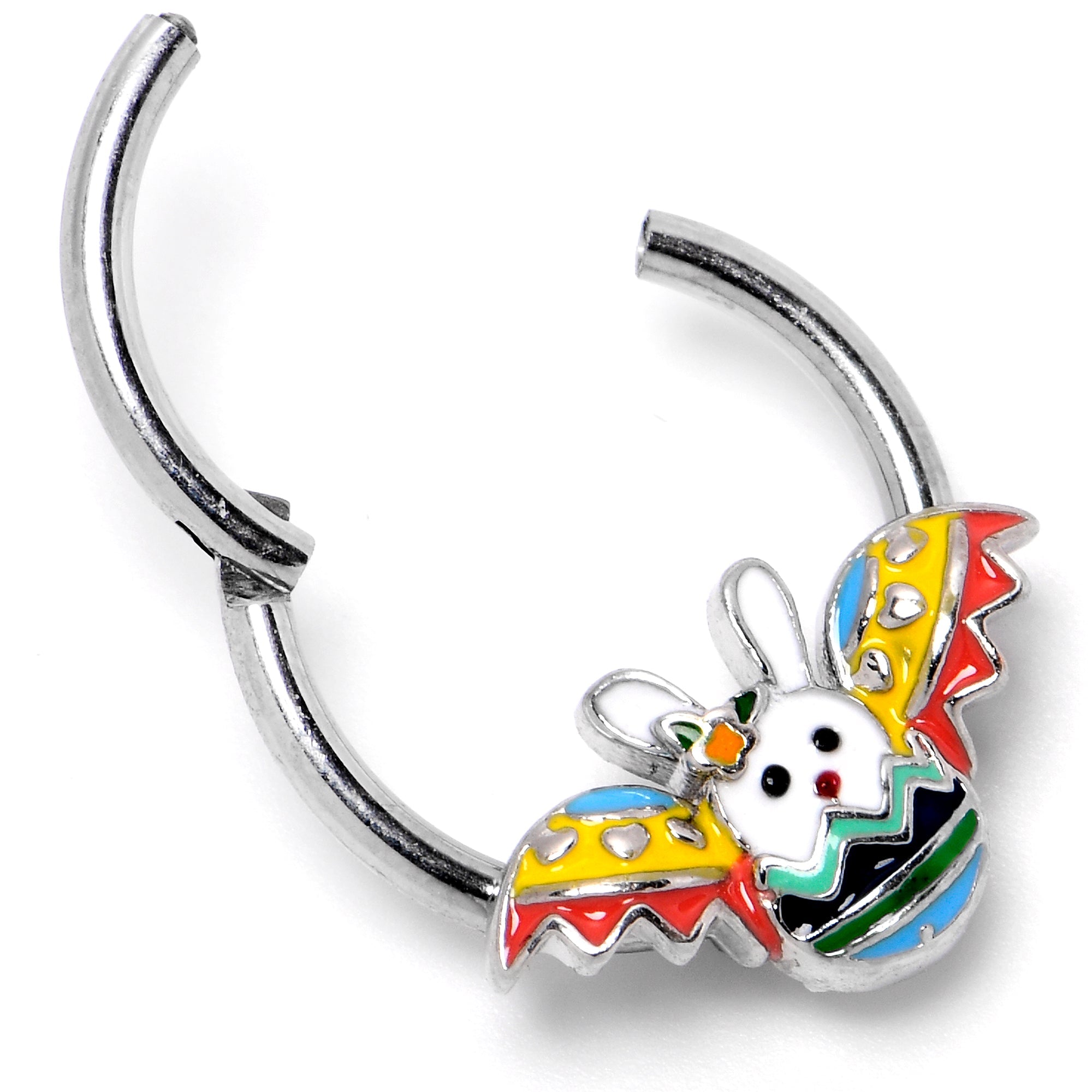 BodyCandy 16G 3/8 Easter Egg Bunny Hinged Segment Ring — side view