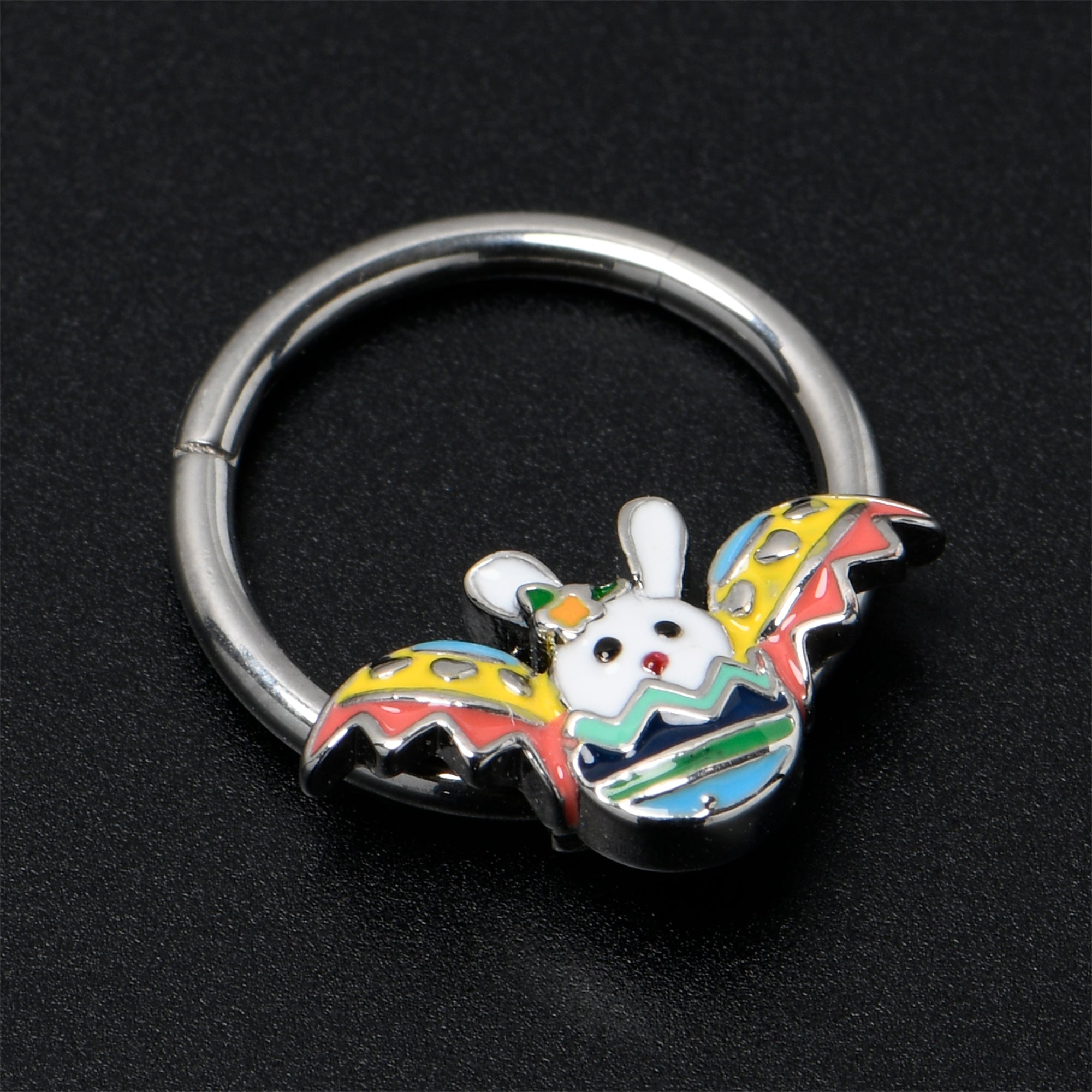 BodyCandy 16G 3/8 Easter Egg Bunny Hinged Segment Ring — back view