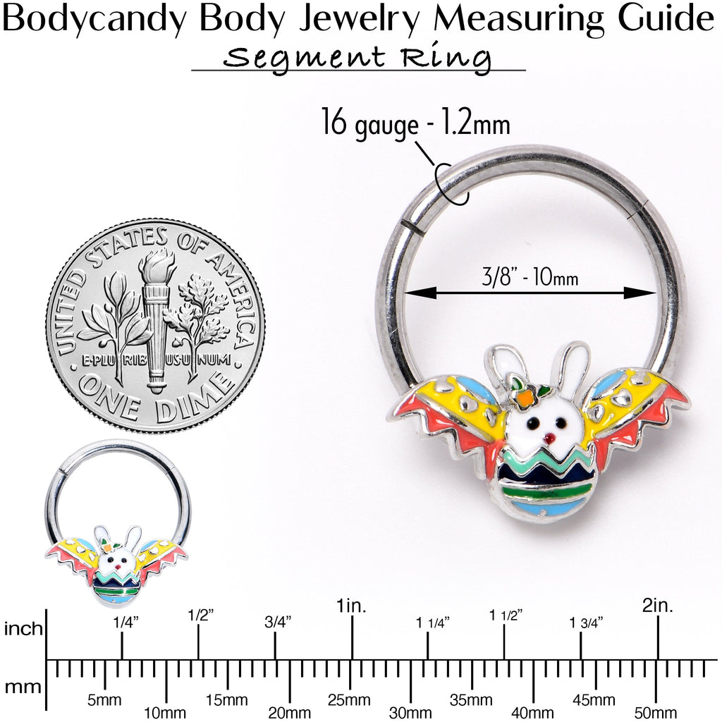 BodyCandy 16G 3/8 Easter Egg Bunny Hinged Segment Ring — in-use photo