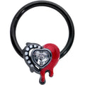 BodyCandy 16G 3/8 Clear Gem Black Bleeding Heart Hinged Segment Ring — main product shot