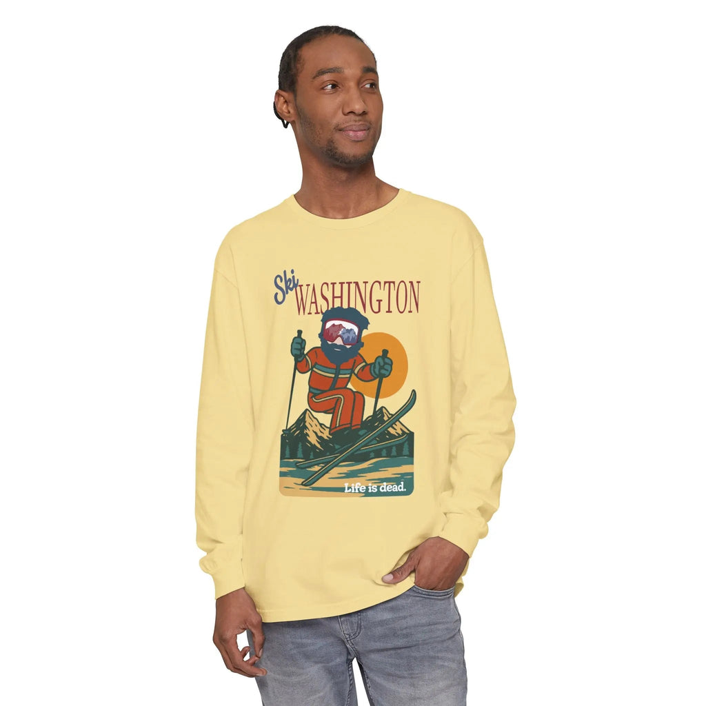 Ski Washington - Life is Dead Mountain Collection Garment-Dyed Long Sleeve T-Shirt