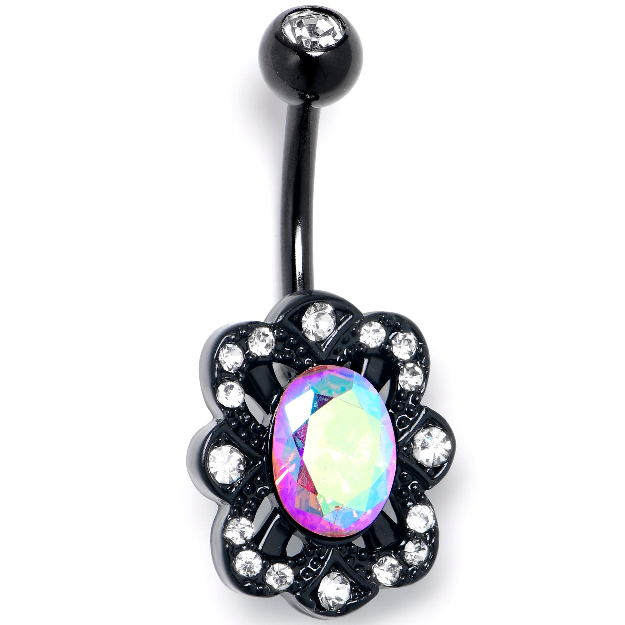 BodyCandy Aurora Gem Black Filigree Fantasy Belly Ring — main product shot