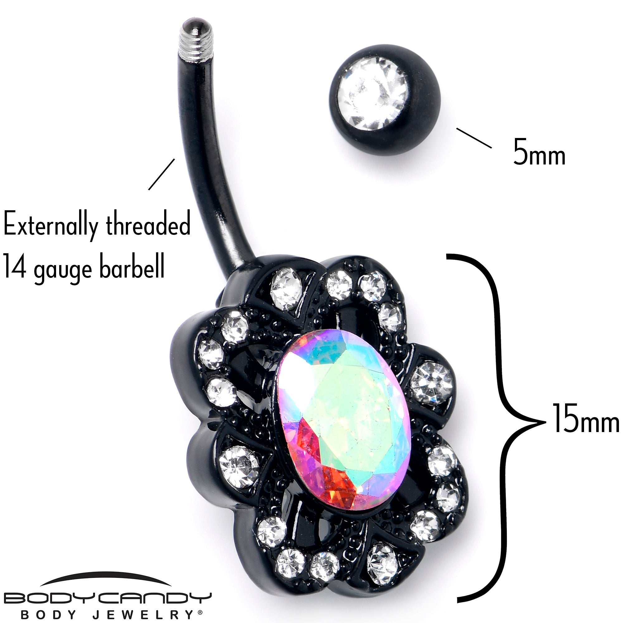 BodyCandy Aurora Gem Black Filigree Fantasy Belly Ring — lifestyle context