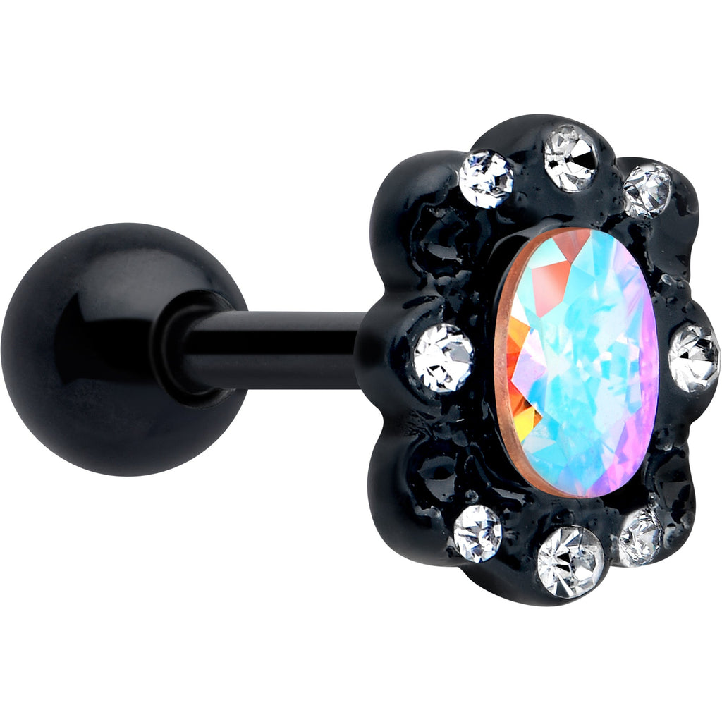 BodyCandy 16G 1/4 Aurora Gem Black Filigree Fantasy Cartilage Tragus Earring — main product shot