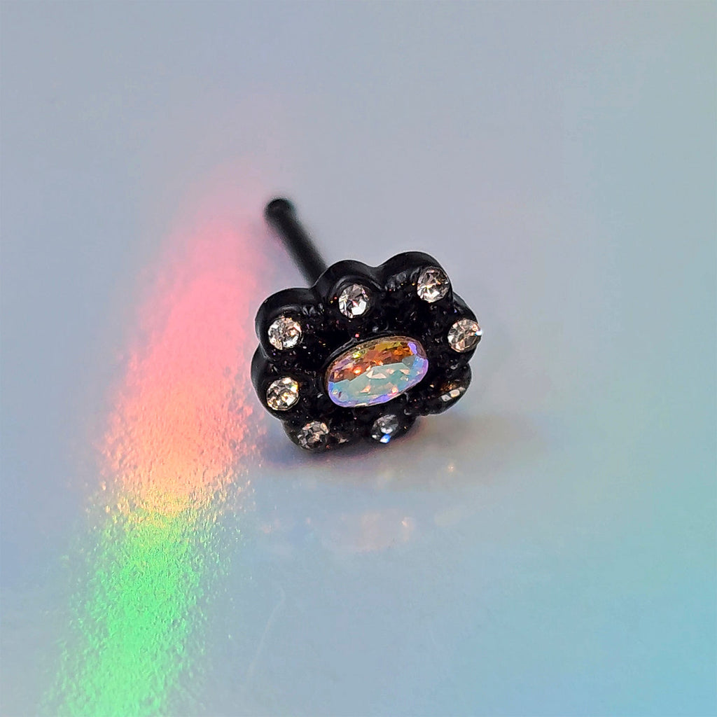 BodyCandy 20G 1/4 Aurora Gem Black Filigree Fantasy Nose Bone — alternative angle