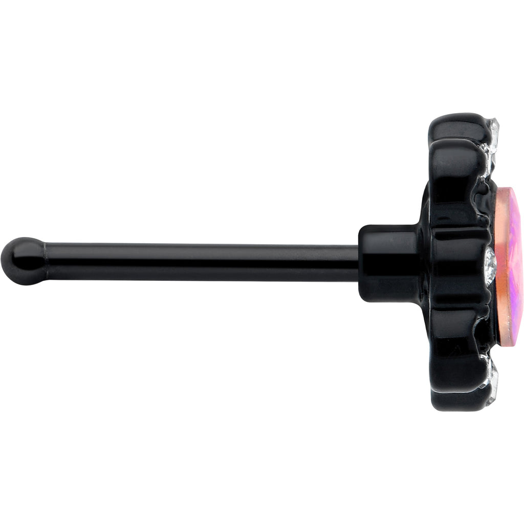 BodyCandy 20G 1/4 Aurora Gem Black Filigree Fantasy Nose Bone — side view