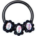 BodyCandy 16G 3/8 Aurora Gem Black Magical Ovals Hinged Segment Ring — main product shot