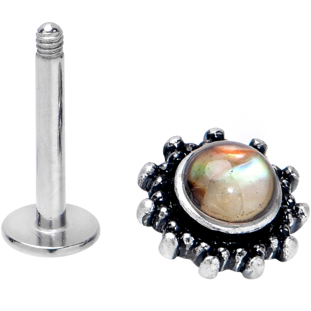 BodyCandy 16G 5/16 Brown Faux Shell Circle of Glam Labret Monroe Tragus — side view
