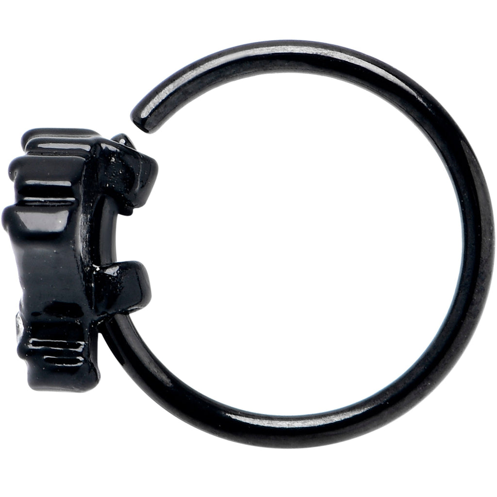 BodyCandy 20G 5/16 Clear CZ Gem Black Serenity Ocean Magic Shell Nose Hoop — detail close-up