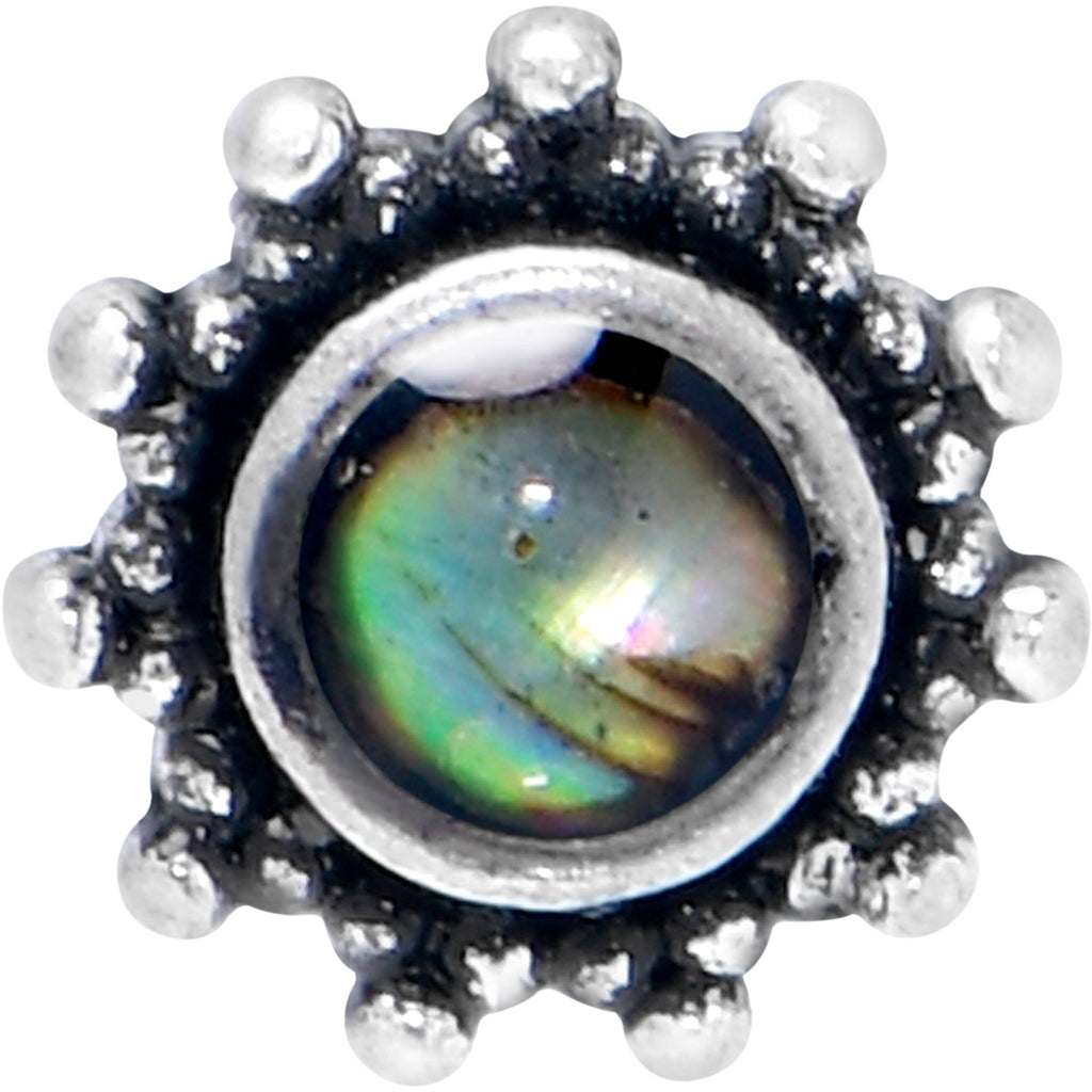 BodyCandy 20G 7mm Brown Faux Shell Circle of Glam L Shape Nose Ring — detail close-up