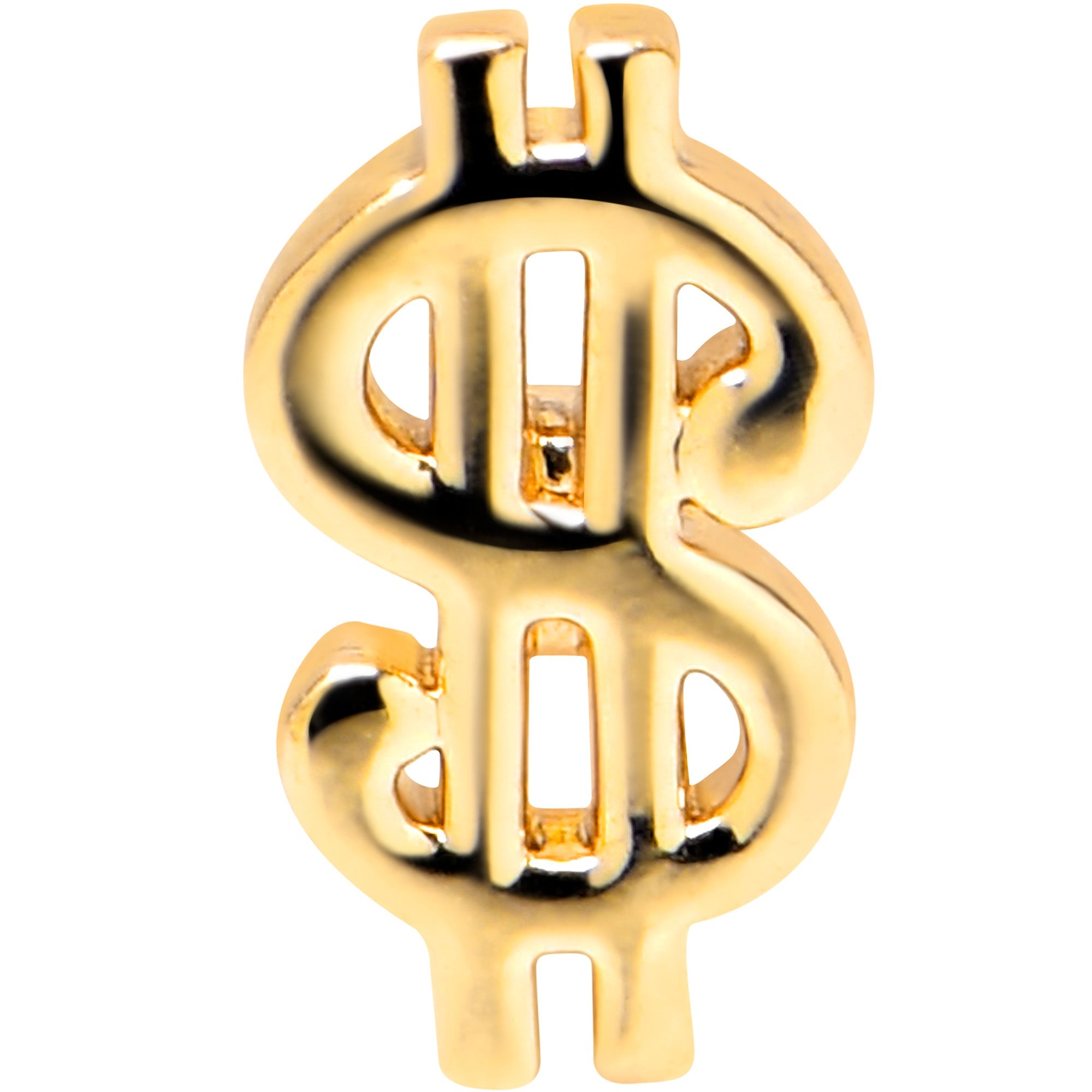 BodyCandy 16G 1/4 Gold Tone Dollar Sign Cartilage Tragus Earring — detail close-up