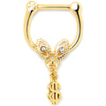 BodyCandy 16G 5/16 Clear Gem Gold Hue Seeing Money Dangle Cartilage Clicker — main product shot