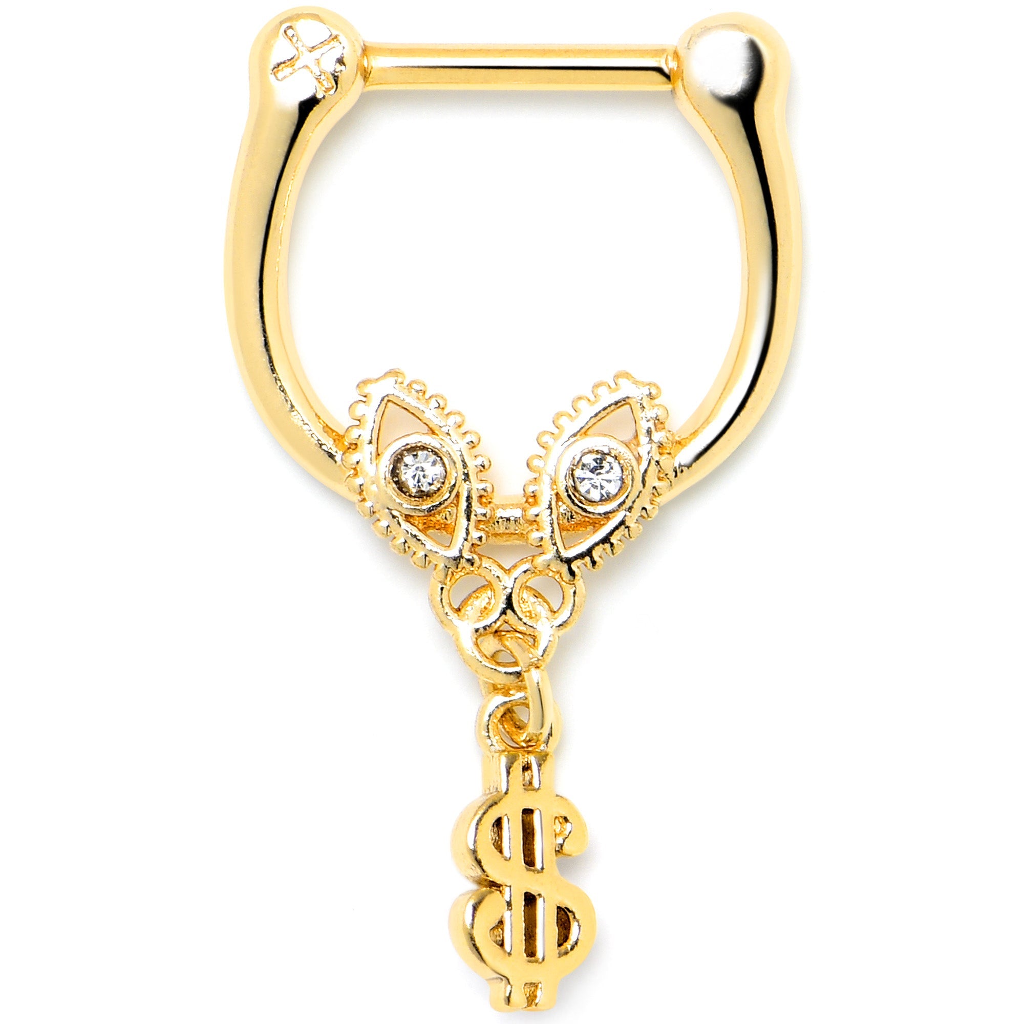 BodyCandy 16G 5/16 Clear Gem Gold Hue Seeing Money Dangle Cartilage Clicker — main product shot
