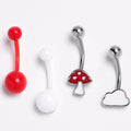 BodyCandy Red White Mushroom Cloud Belly Ring Set of 4 — main product shot