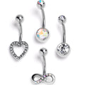 BodyCandy Clear Aurora Gem Heart Infinity Belly Ring Set of 4 — main product shot