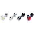 BodyCandy 16G 1/4 Clear Gem Black Daisy Ladybug Cartilage Earring Curation Set of 4 — main product shot