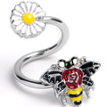BodyCandy 14G 3/8 Buzzing Bee Flower Spiral Twister Belly Ring — main product shot