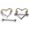 BodyCandy 14G 9/16 Alluring Sparking Gem Floral Heart Nipple Shield Set — main product shot