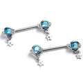 BodyCandy 14G 9/16 Blue CZ Gem Starry Saturn Dangle Nipple Ring Set — main product shot