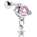 BodyCandy 16G 1/4 Pink CZ Gem Starry Saturn Dangle Cartilage Tragus Earring — main product shot
